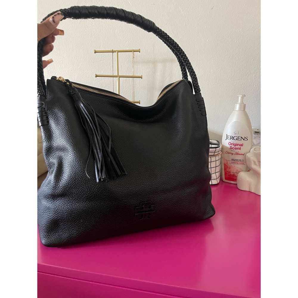 Tory Burch Black Leather Tassel Bag